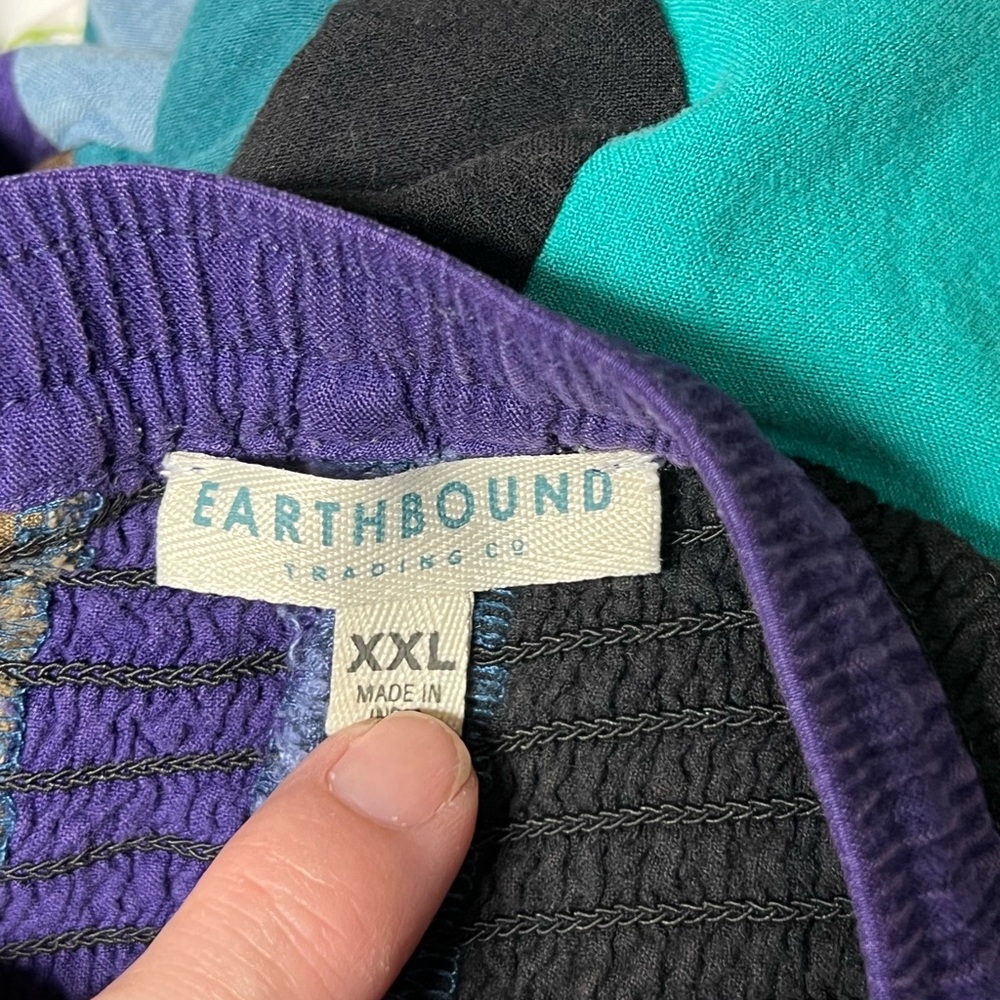 Earthbound Trading Co multicolor patchwork drawst… - image 8